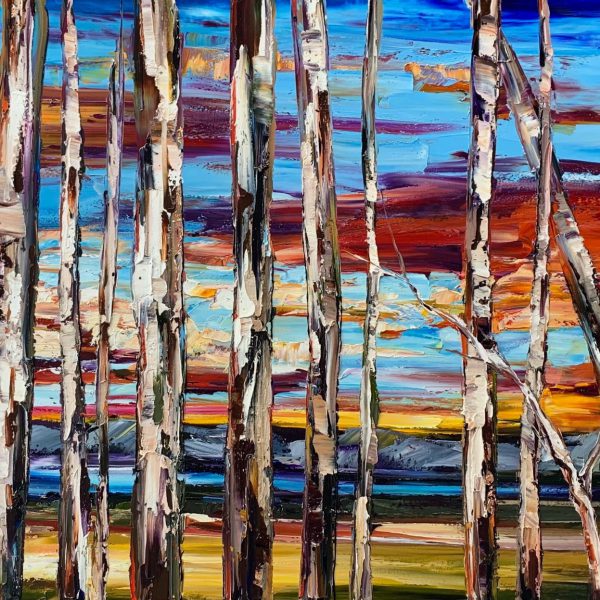 On the Road to Find Out, oil treescape painting by Kimberly Kiel | Effusion Art Gallery + Cast Glass Studio, Invermere BC