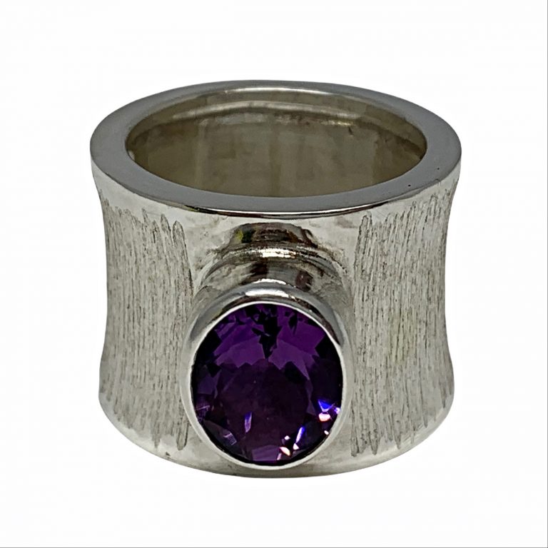 Sterling silver and amethyst ring by A&R Jewellery | Effusion Art Gallery + Cast Glass Studio, Invermere BC