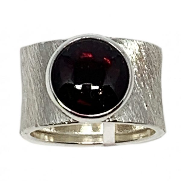 Handmade sterling silver and garnet ring by A&R Jewellery | Effusion Art Gallery + Cast Glass Studio, Invermere BC
