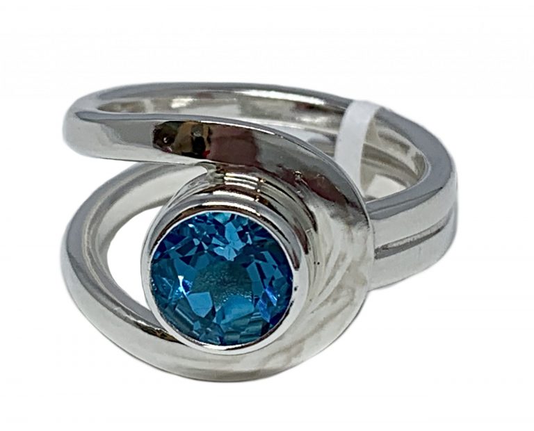 Sterling silver and 2.5 ct Swiss topaz ring by A&R Jewellery | Effusion Art Gallery + Cast Glass Studio, Invermere BC