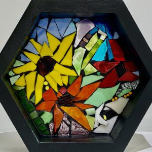 Us & Them, stained glass mosaic by Kimberly Kiel | Effusion Art Gallery + Cast Glass Studio, Invermere BC