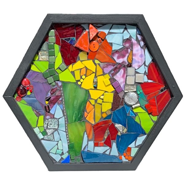 Whatever Makes You Happy, mixed media mosaic by Kimberly Kiel | Effusion Art Gallery + Cast Glass Studio, Invermere BC