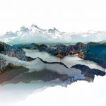 Sea to Sky 1, mixed media landscape by Stacey Bodnaruk | Effusion Art Gallery + Cast Glass Studio, Invermere BC