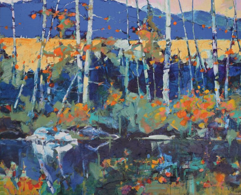 Fall Treasure, acrylic landscape painting by Verne Busby | Effusion Art Gallery + Cast Glass Studio, Invermere BC