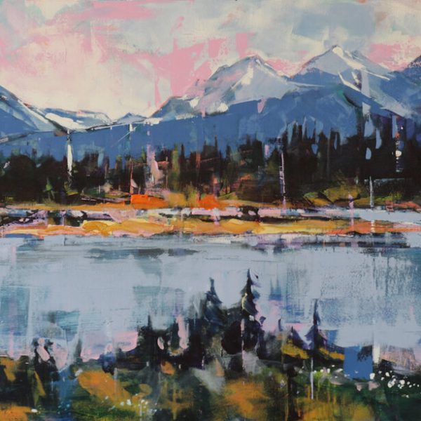 Kootenay River East, acrylic landscape painting by Verne Busby | Effusion Art Gallery + Cast Glass Studio, Invermere BC