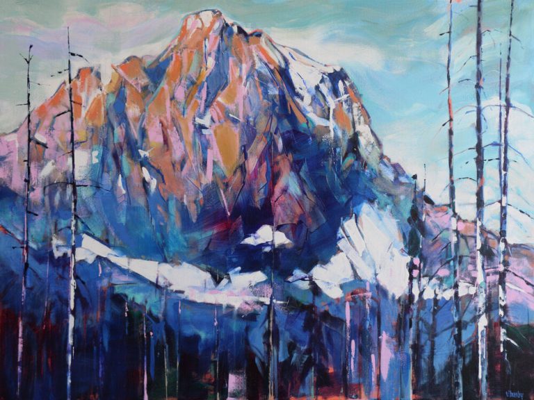 Mount White Tail, acrylic landscape painting by Verne Busby | Effusion Art Gallery + Cast Glass Studio, Invermere BC