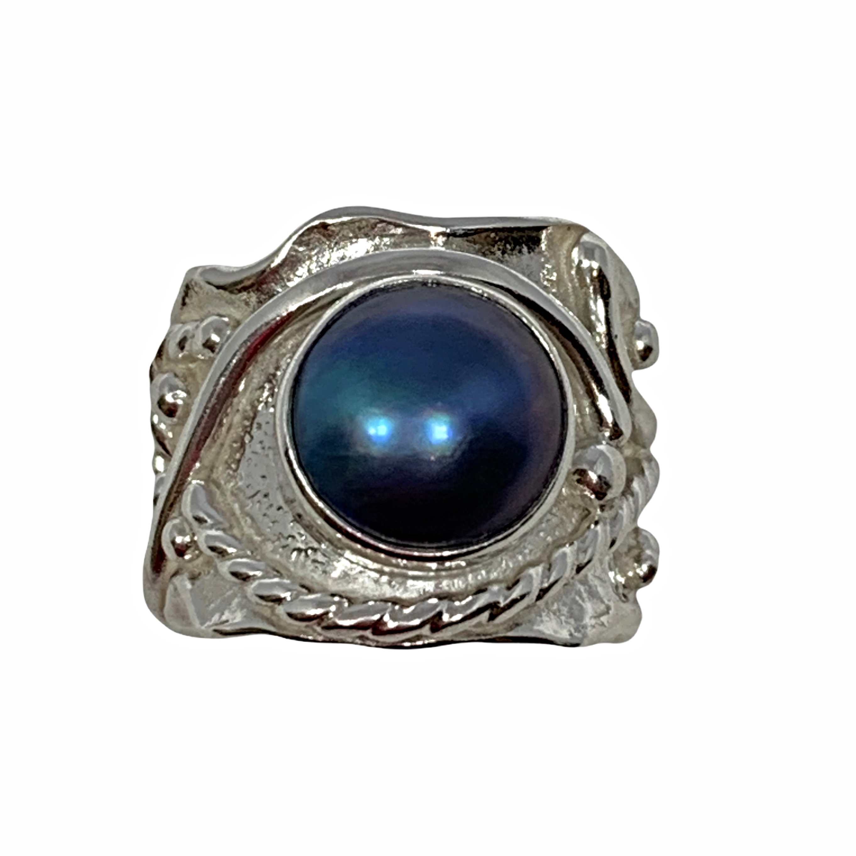 Sterling silver and black pearl ring by A&R Jewellery | Effusion Art Gallery + Cast Glass Studio, Invermere BC