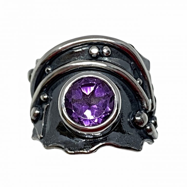 Sterling silver and amethyst ring by A&R Jewellery | Effusion Art Gallery + Cast Glass Studio, Invermere BC