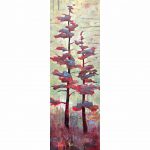 In Good Company, mixed media tree painting by Connie Geerts | Effusion Art Gallery + Cast Glass Studio, Invermere BC