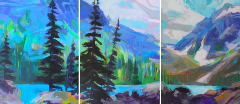 Color Me Happy, acrylic landscape by Becky Holuk | Effusion Art Gallery + Cast Glass Studio, Invermere BC
