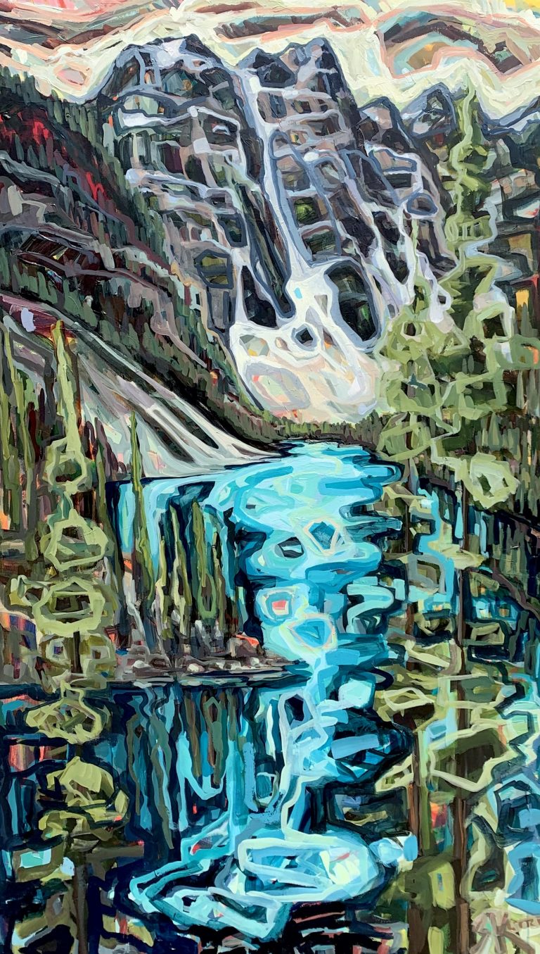 Moraine Lake, acrylic landscape painting by Sandy Kunze | Effusion Art Gallery + Cast Glass Studio, Invermere BC