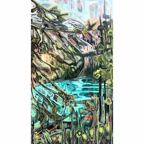The End of the Lake, acrylic Lake Louise landscape painting by Sandy Kunze | Effusion Art Gallery + Cast Glass Studio, Invermere BC