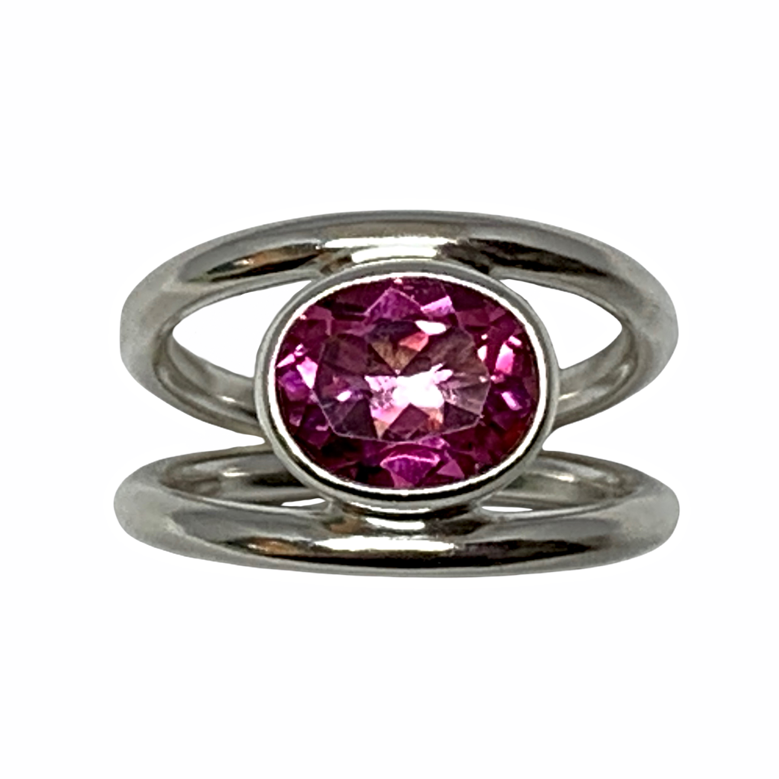 Handmade sterling silver and pink topaz ring by A&R Jewellery | Effusion Art Gallery + Cast Glass Studio, Invermere BC