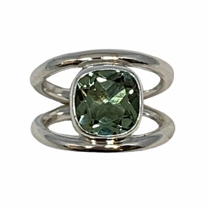 Handmade sterling silver and green amethyst ring by A&R Jewellery | Effusion Art Gallery + Cast Glass Studio, Invermere BC