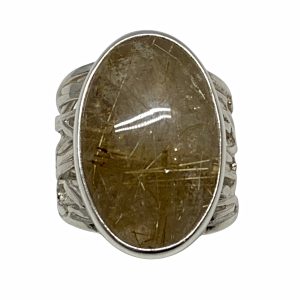 Handmade sterling silver and rutilated quartz ring by A&R Jewellery | Effusion Art Gallery + Cast Glass Studio, Invermere BC