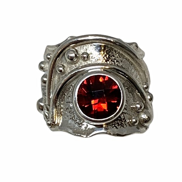 Handmade sterling silver and garnet ring by A&R Jewellery | Effusion Art Gallery + Cast Glass Studio, Invermere BC