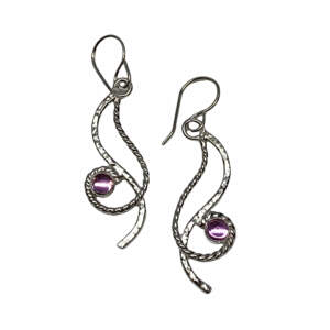 Handmade sterling silver and pink topaz earrings by A&R Jewellery | Effusion Art Gallery + Cast Glass Studio, Invermere BC