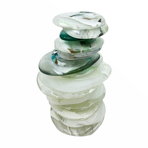 One of a kind cast glass cairn sculpture by Heather Cuell | Effusion Art Gallery + Cast Glass Studio, Invermere BC