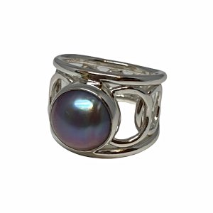 Handmade sterling silver and pink Keshi pearl ring by A&R Jewellery | Effusion Art Gallery + Cast Glass Studio, Invermere BC