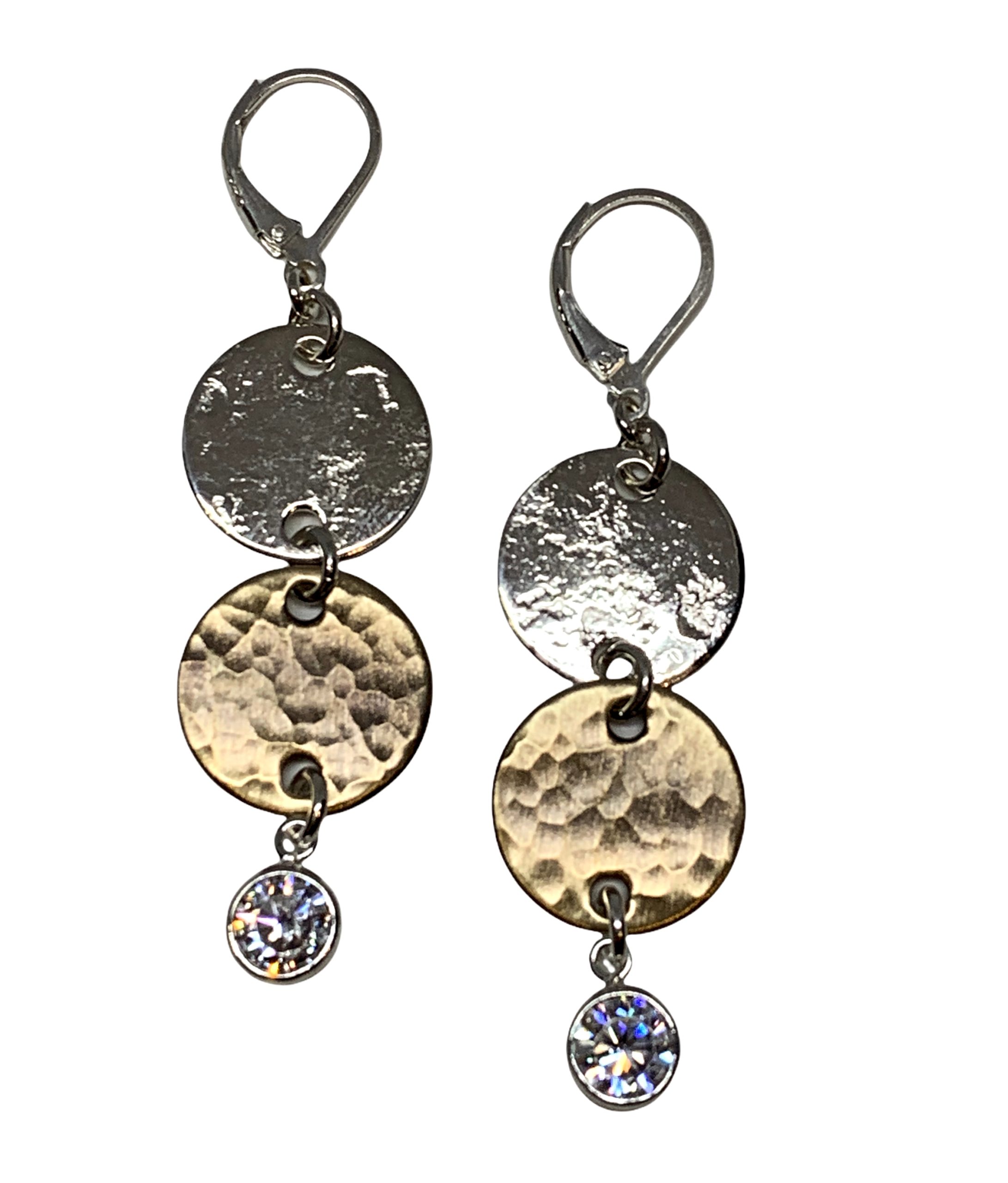 Sterling silver, bronze, and CZ earrings by Karyn Chopik | Effusion Art Gallery + Cast Glass Studio, Invermere BC