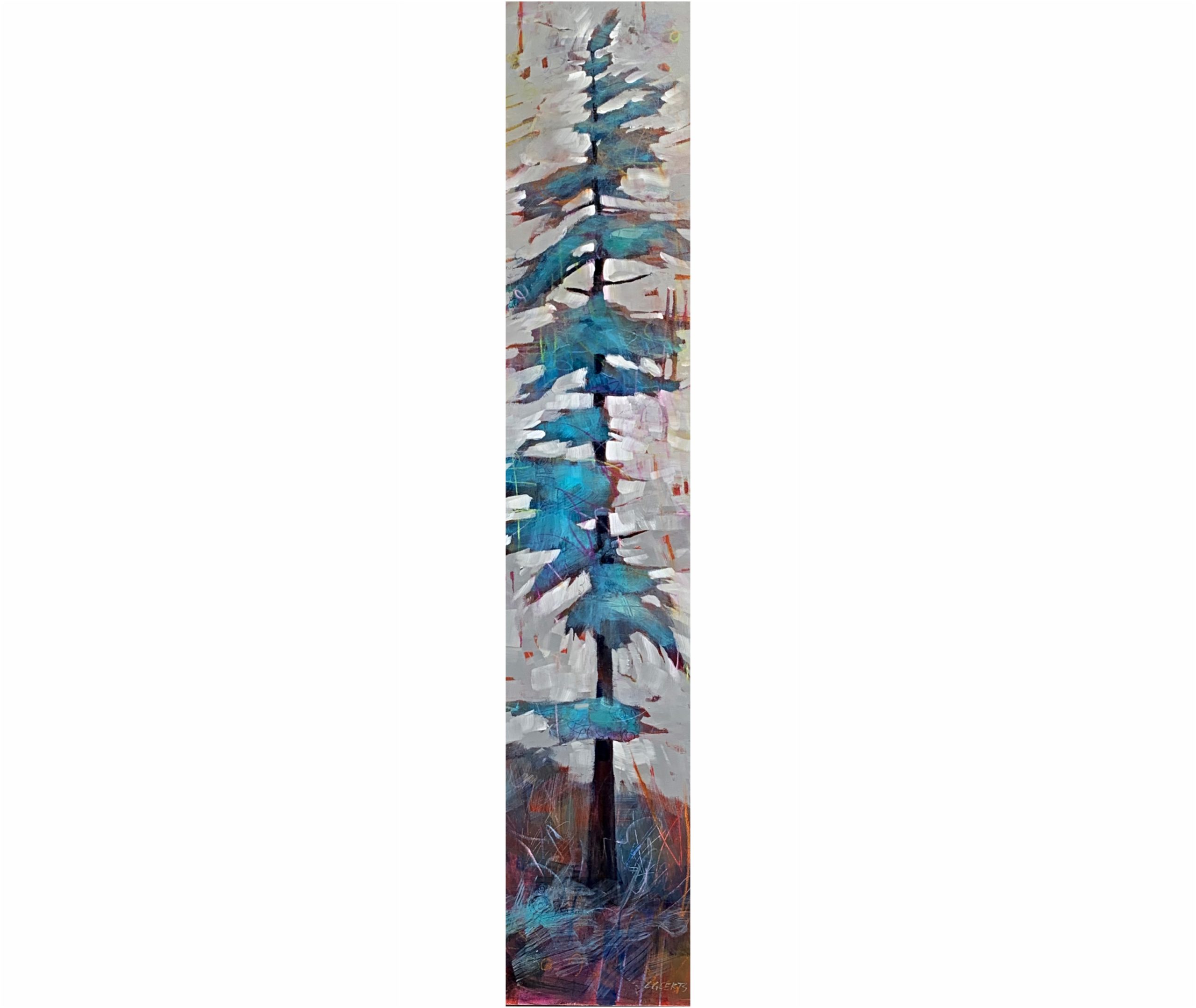 Stand Tall, mixed media tree painting by Connie Geerts | Effusion Art Gallery + Cast Glass Studio, Invermere BC