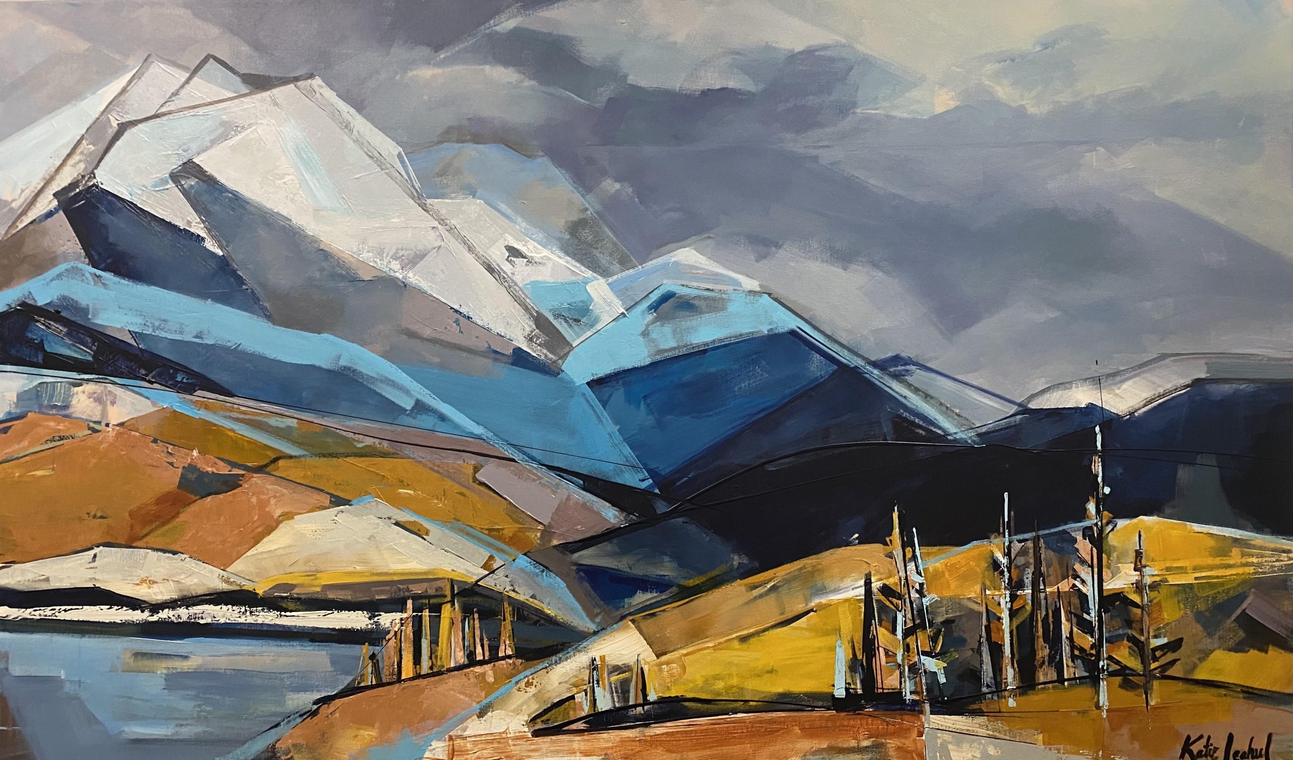 Windermere Lake, landscape painting by Katie Leahul | Effusion Art Gallery + Cast Glass Studio, Invermere BC