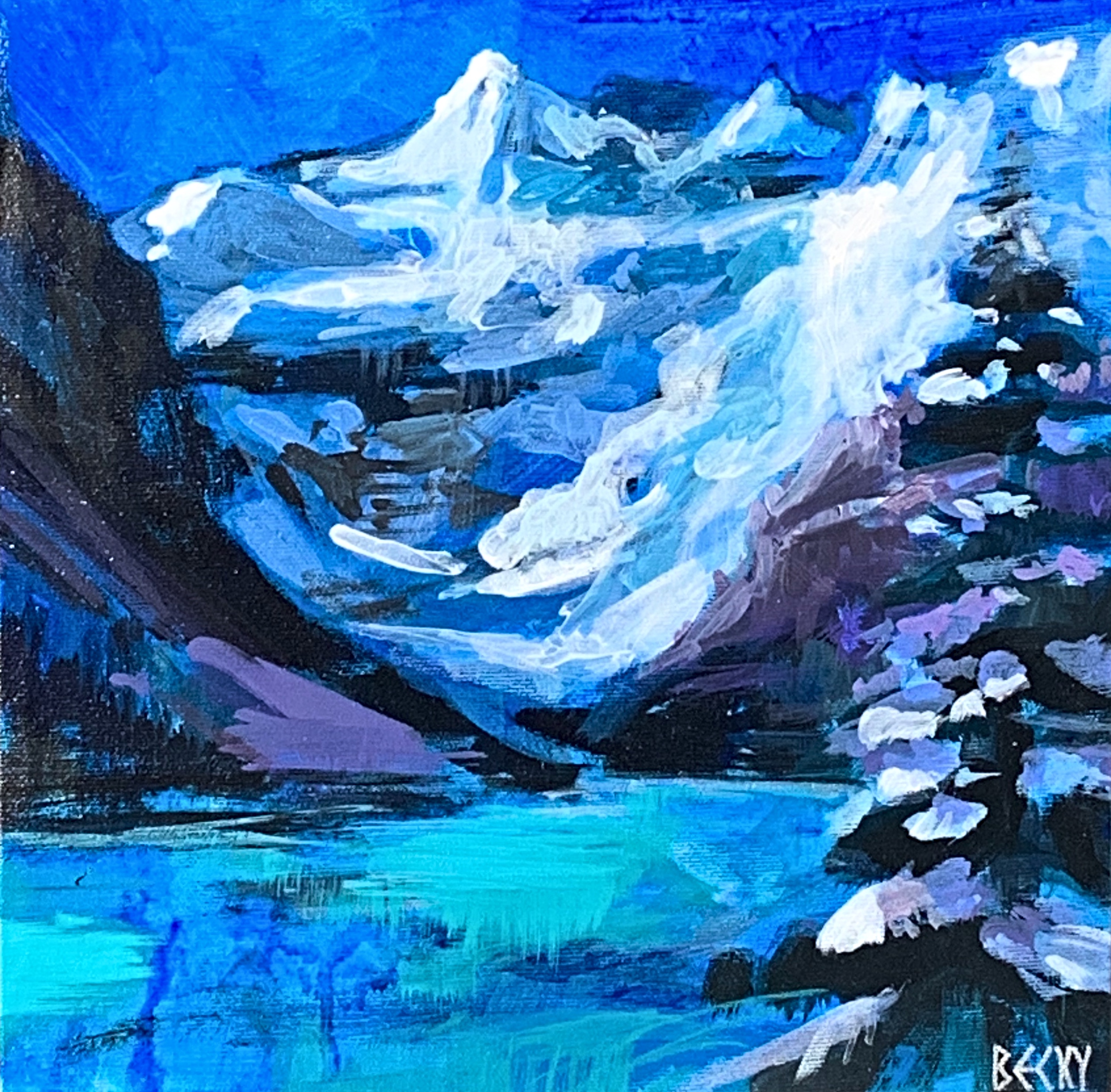 Holy Night, acrylic landscape by Becky Holuk | Effusion Art Gallery + Cast Glass Studio, Invermere BC
