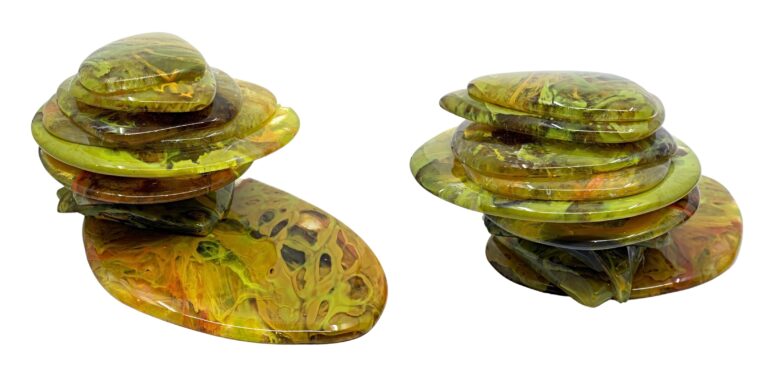 Cast Glass Rocky Mountain Cairn Sculpture by Heather Cuell | Effusion Art Gallery + Cast Glass Studio, Invermere BC