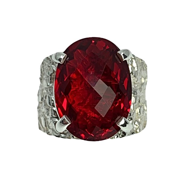 Handmade silver and 15.3ct red topaz ring by A&R Jewellery | Effusion Art Gallery + Cast Glass Studio, Invermere BC