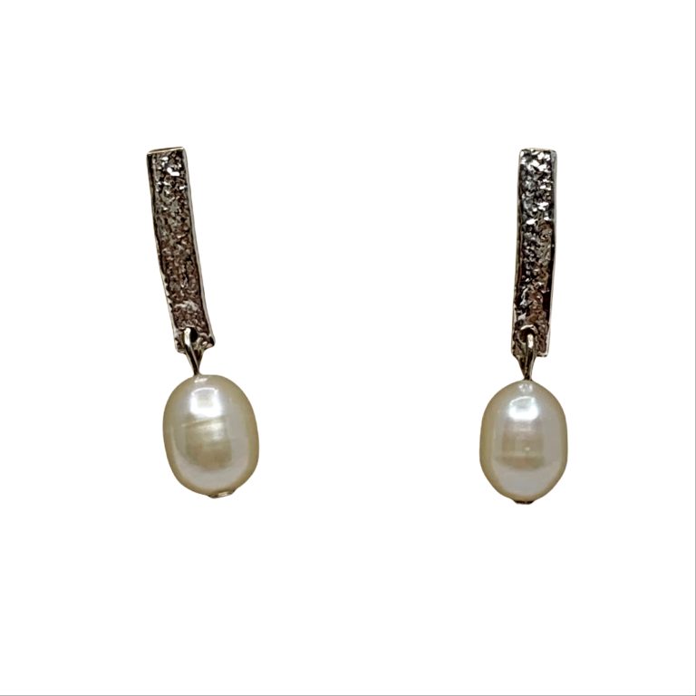 Handmade silver and pearl earrings by A&R Jewellery | Effusion Art Gallery + Cast Glass Studio, Invermere BC