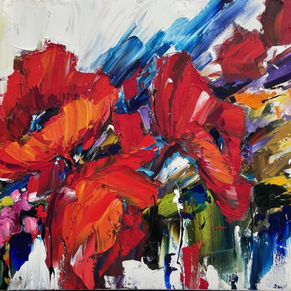 Always Forward Together, flower painting by Kimberly Kiel | Effusion Art Gallery + Cast Glass Studio, Invermere BC
