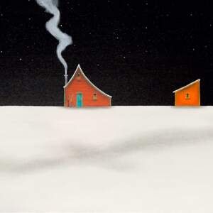 Waiting up Late, mixed media landscape painting by Natasha Miller | Effusion Art Gallery + Cast Glass Studio, Invermere BC