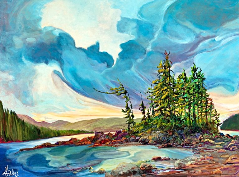 Pant.On the Wings of the Wind, mixed media landscape by Heather Pant | Effusion Art Gallery + Cast Glass Studio, Invermere BC