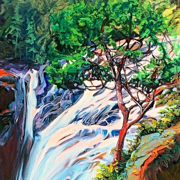 Twist (Englishman Falls), acrylic landscape painting by Heather Pant | Effusion Art Gallery + Cast Glass Studio, Invermere BC