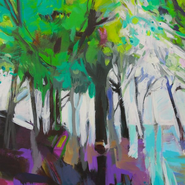 Trees, Trees, Trees, acrylic landscape painting by Becky Holuk | Effusion Art Gallery + Cast Glass Studio, Invermere BC