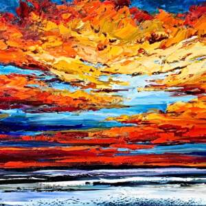 If Your Memory Serves You Well, oil sunset painting by Kimberly Kiel | Effusion Art Gallery + Cast Glass Studio, Invermere BC