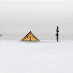 The Three Amigos, mixed media landscape painting by Natasha Miller | Effusion Art Gallery + Cast Glass Studio, Invermere BC