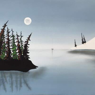 Be Calmed, mixed media painting by Cody Pendleton | Effusion Art Gallery + Cast Glass Studio, Invermere BC