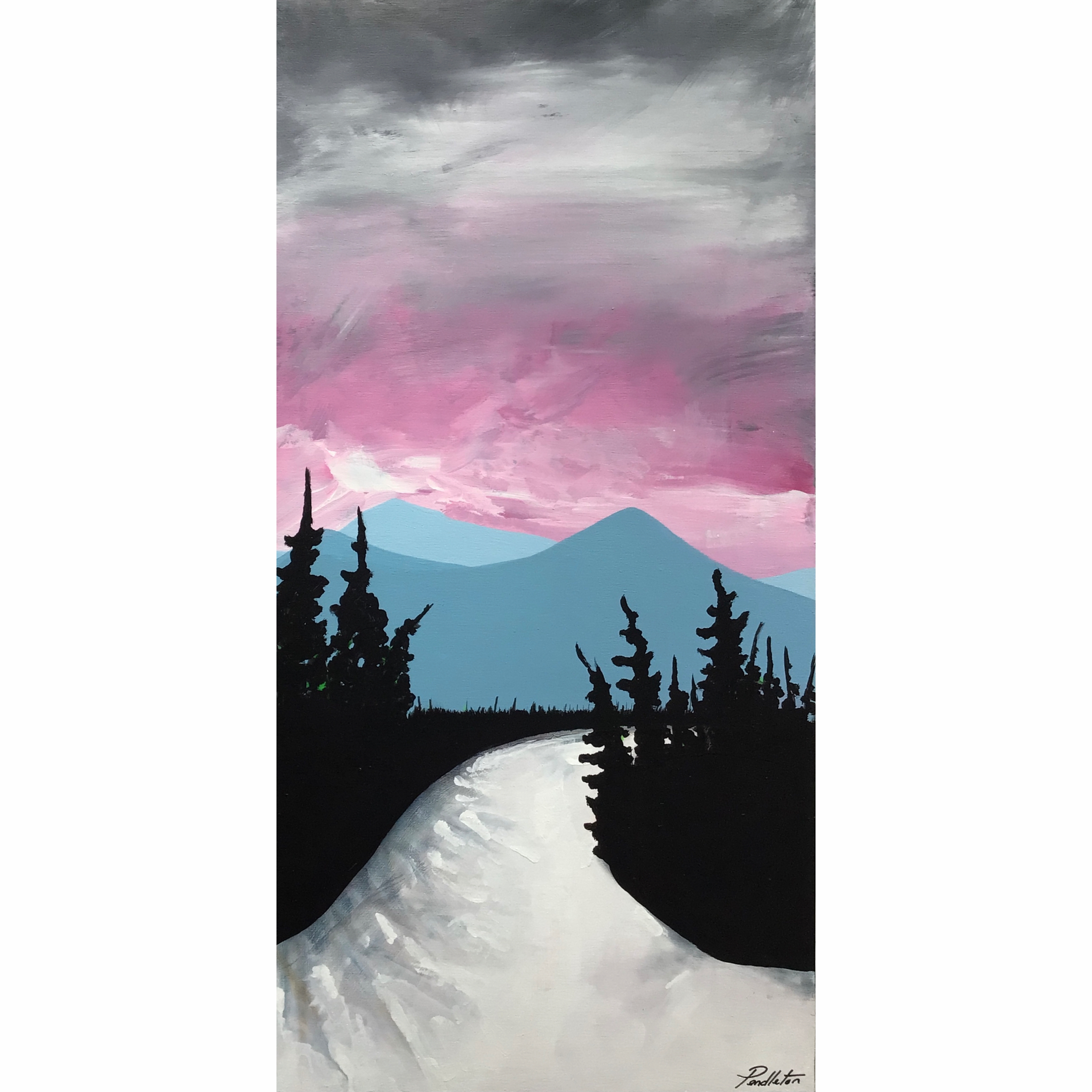 Free Ride, mixed media landscape painting by Cody Pendleton | Effusion Art Gallery + Cast Glass Studio, Invermere BC