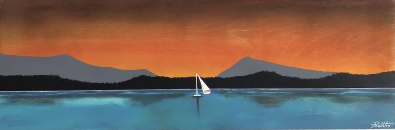 Set the Sails, mixed media painting by Cody Pendleton | Effusion Art Gallery + Cast Glass Studio, Invermere BC