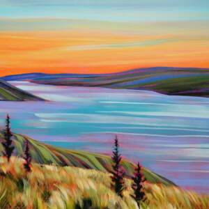 The Glowing Hour, acrylic landscape painting by Kayla Eykelboom | Effusion Art Gallery + Cast Glass Studio, Invermere BC