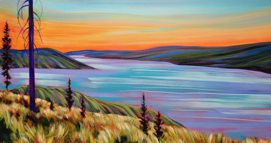 The Glowing Hour, acrylic landscape painting by Kayla Eykelboom | Effusion Art Gallery + Cast Glass Studio, Invermere BC