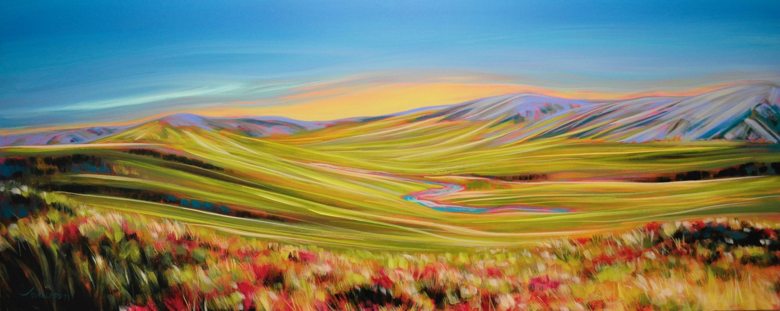 Wonder of the Foothills, acrylic landscape painting by Kayla Eykelboom | Effusion Art Gallery + Cast Glass Studio, Invermere BC