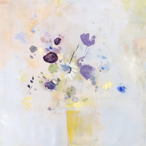 A Splatter of Spring, mixed media floral painting by Denna Erickson | Effusion Art Gallery + Cast Glass Studio, Invermere BC
