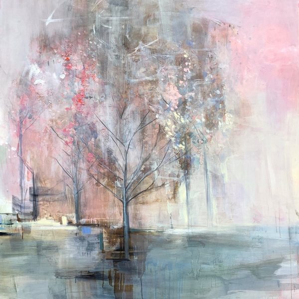 Spring Rain, oil tree painting by Denna Erickson | Effusion Art Gallery + Cast Glass Studio, Invermere BC