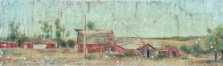 Long Days of Summer, mixed media barn painting by Sonya Iwasiuk | Effusion Art Gallery + Cast Glass Studio, Invermere BC