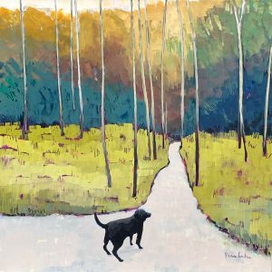 Black Dog, acrylic painting by Eleanor Lowden | Effusion Art Gallery + cast Glass Studio, Invermere BC