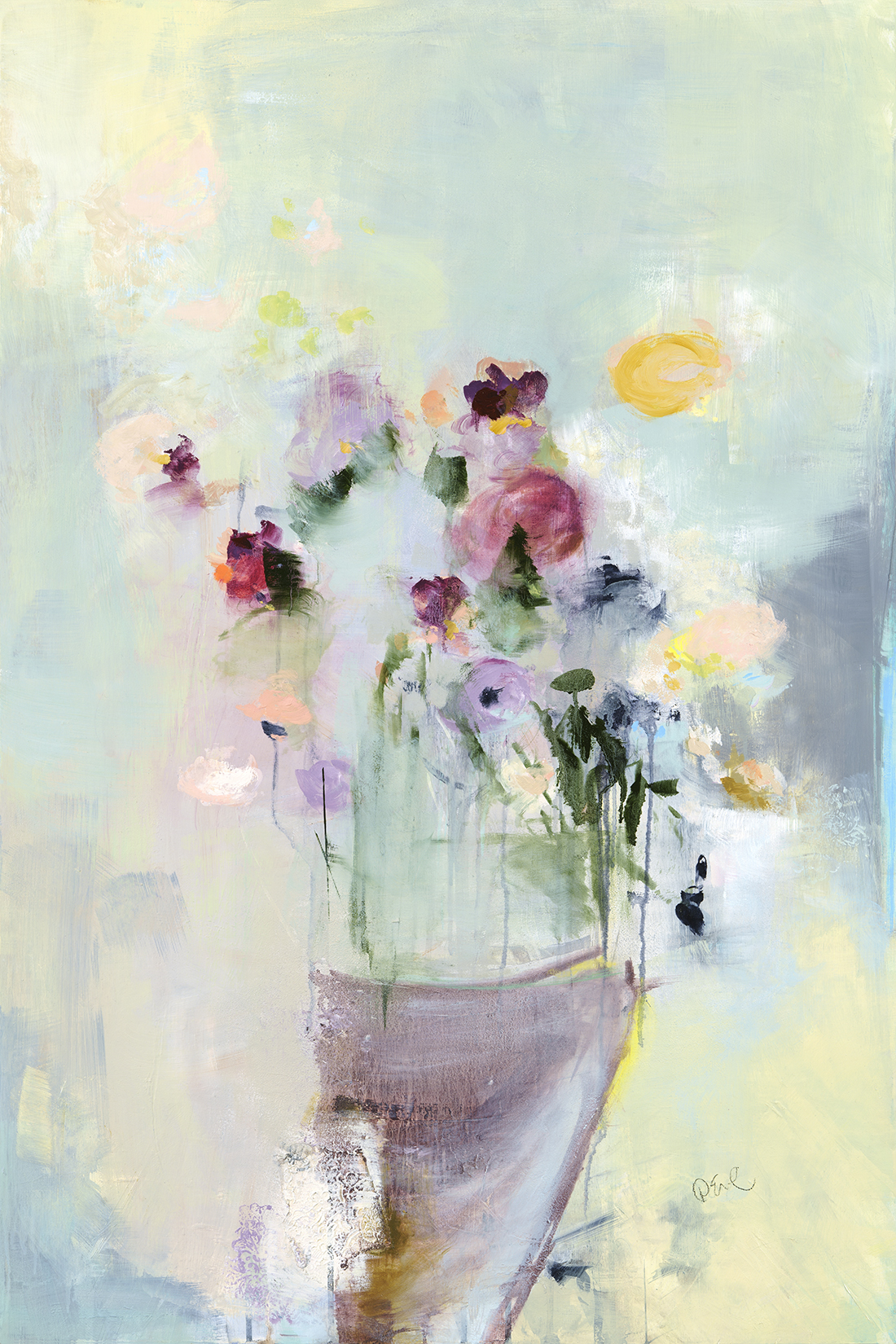 Vanishing, mixed media floral painting by Denna Erickson | Effusion Art Gallery + Cast Glass Studio, Invermere BC
