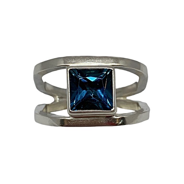 Handmade sterling silver + London blue topaz ring by A&R Jewellery | Effusion Art Gallery + Cast Glass Studio, Invermere BC