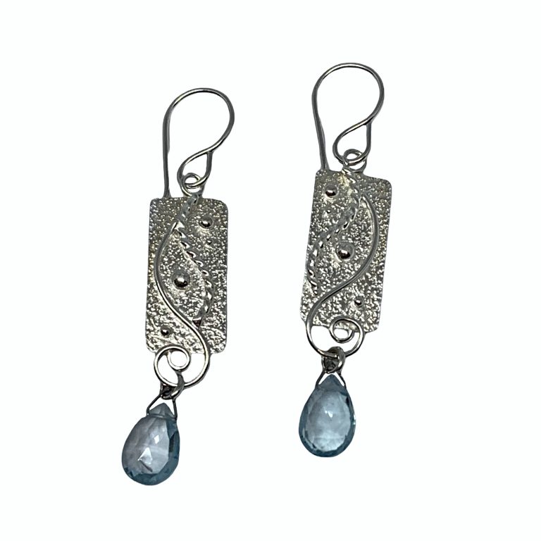 Handmade silver + Swiss topaz earrings by A&R Jewellery | Effusion Art Gallery + Cast Glass Studio, Invermere BC